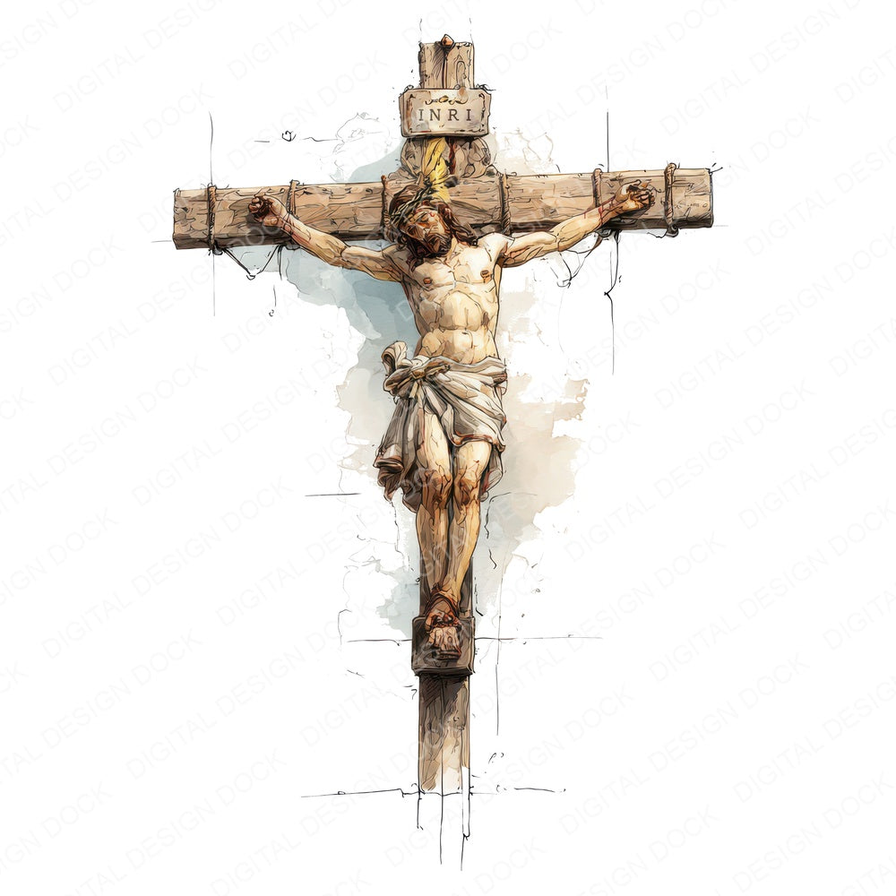 Jesus INRI Cross fussy cut sheet in A4 format showing all 12 designs on one printable page