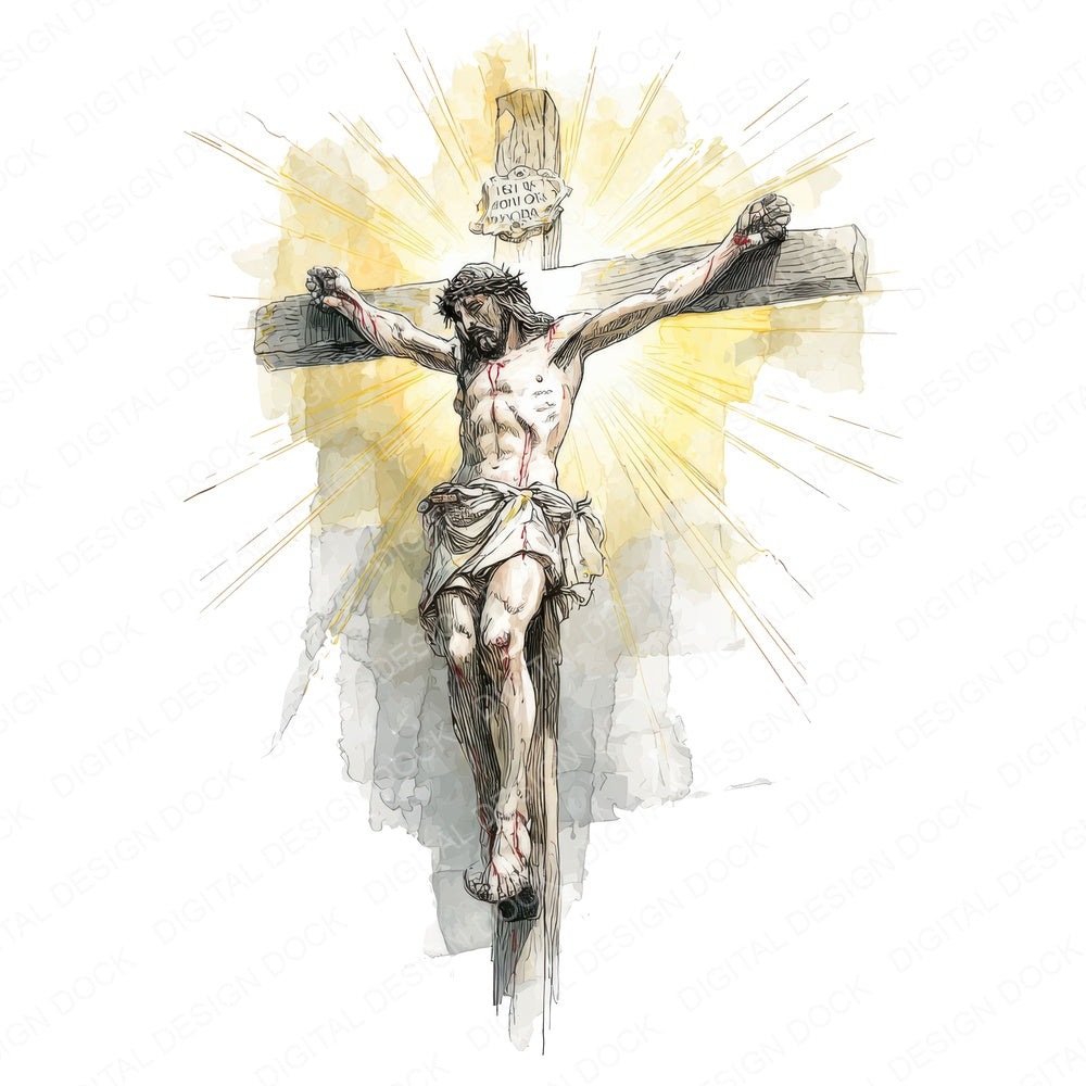 Jesus Radiant Cross fussy cut sheet in A4 format showing all 12 designs on one printable page