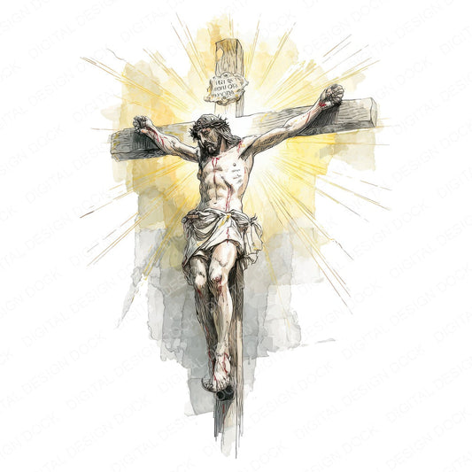 Jesus Radiant Cross fussy cut sheet in A4 format showing all 12 designs on one printable page