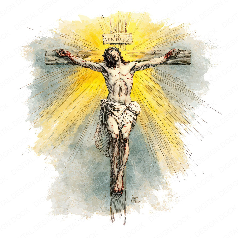 Jesus Radiant Cross fussy cut sheet in US Letter format showing all 12 designs on one printable page