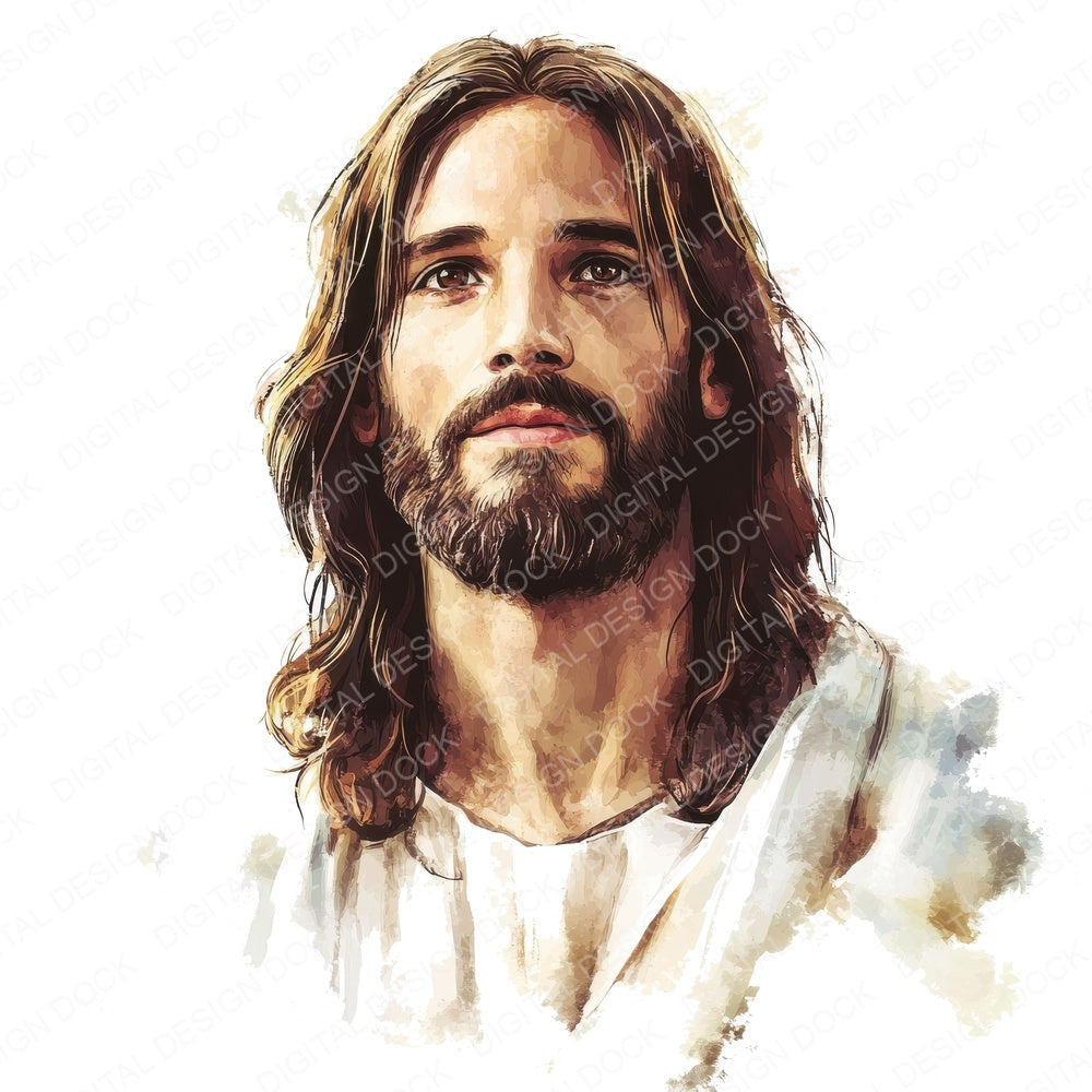 Jesus Vintage Watercolour fussy cut sheet in A4 format showing all 12 designs on one printable page