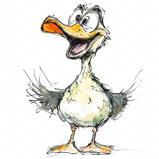 Jolly Duck Character fussy cut sheet in A4 format showing all 12 designs on one printable page