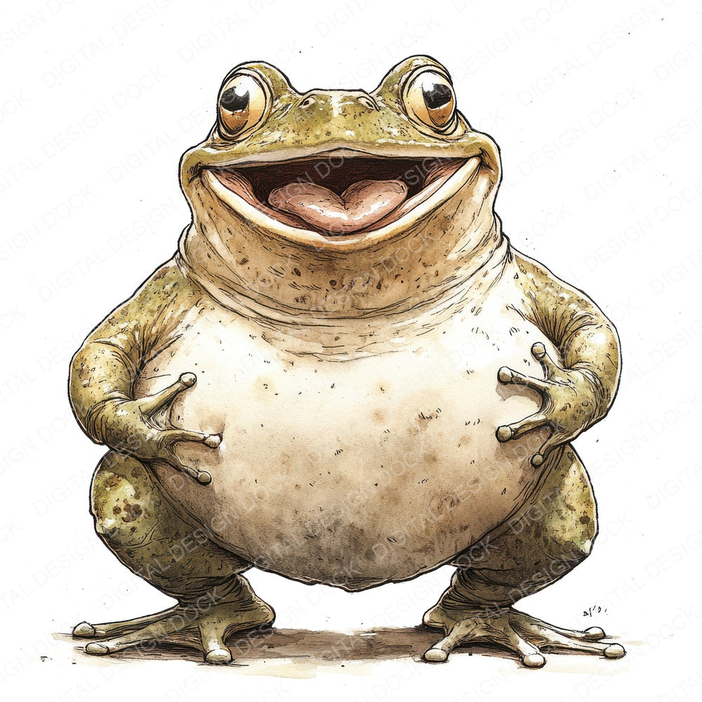 Jolly Fat Frog Character fussy cut sheet in A4 format showing all 12 designs on one printable page