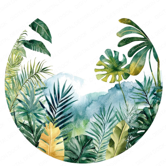 Jungle World Round Design fussy cut sheet in US Letter format showing all 12 designs on one printable page
