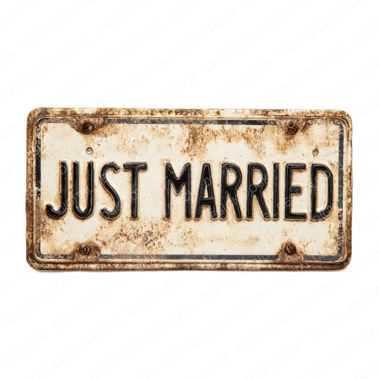 Just Married Car Plate Registration fussy cut sheet in A4 format showing all 12 designs on one printable page
