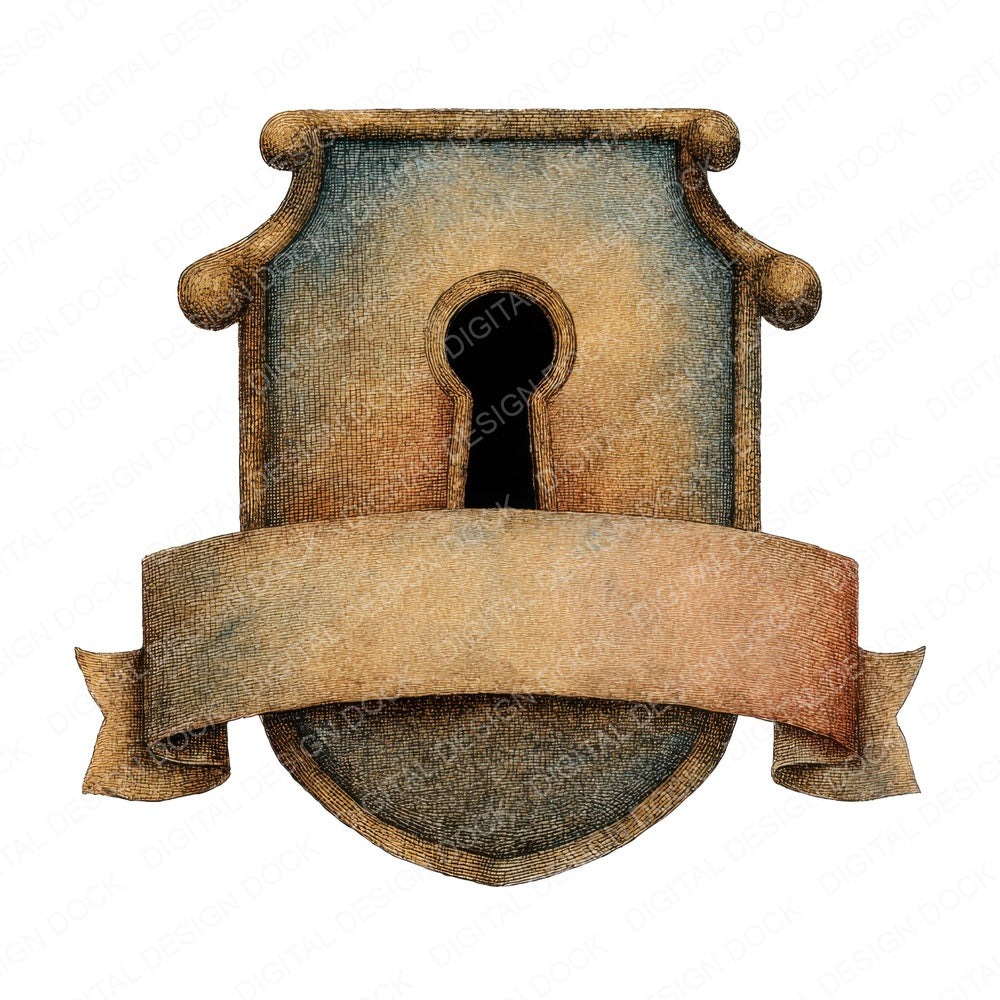 Keyhole Emblem Banner fussy cut sheet in US Letter format showing all 12 designs on one printable page