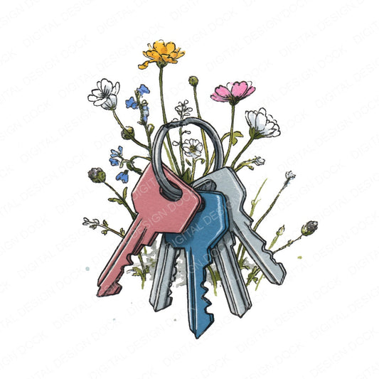 Keyring Wildflowers fussy cut sheet in A4 format showing all 12 designs on one printable page