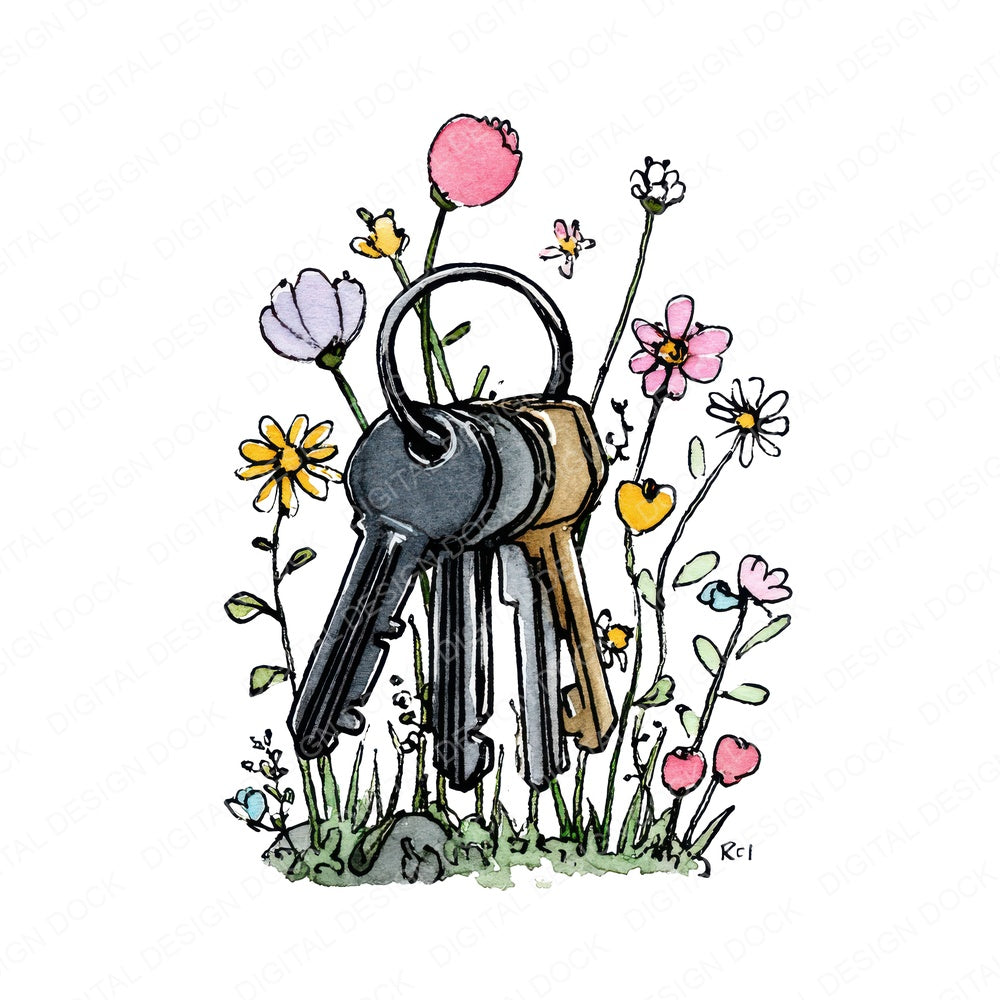 Keyring Wildflowers fussy cut sheet in US Letter format showing all 12 designs on one printable page