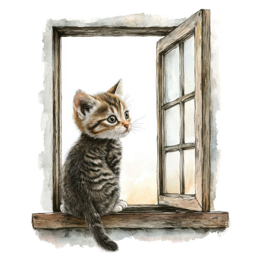 Kitten Sat at WIndow Clipart Set (DDD005921)