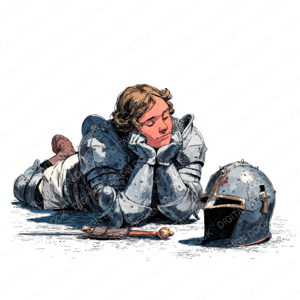 Knight Sitting with Helmet fussy cut sheet in A4 format showing all 12 designs on one printable page