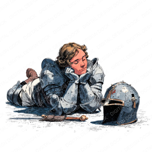 Knight Sitting with Helmet fussy cut sheet in A4 format showing all 12 designs on one printable page