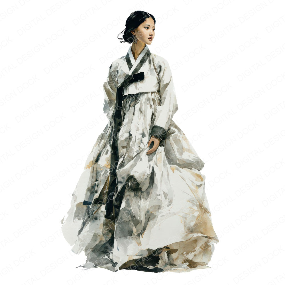 Korean Woman in Hanbok Fussy Cut Sheets (DDD012274)