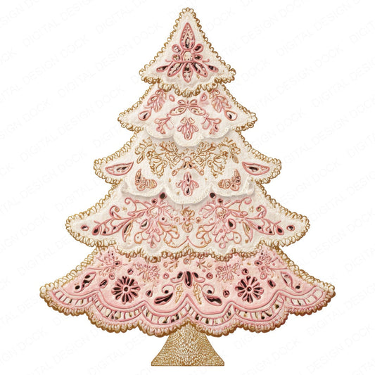Lace Fabric Christmas Tree fussy cut sheet in A4 format showing all 12 designs on one printable page