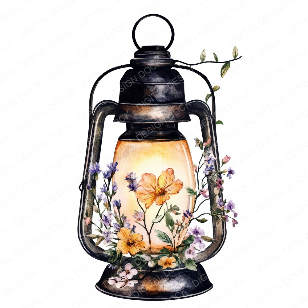 Lantern Wrapped in Florals fussy cut sheet in A4 format showing all 12 designs on one printable page