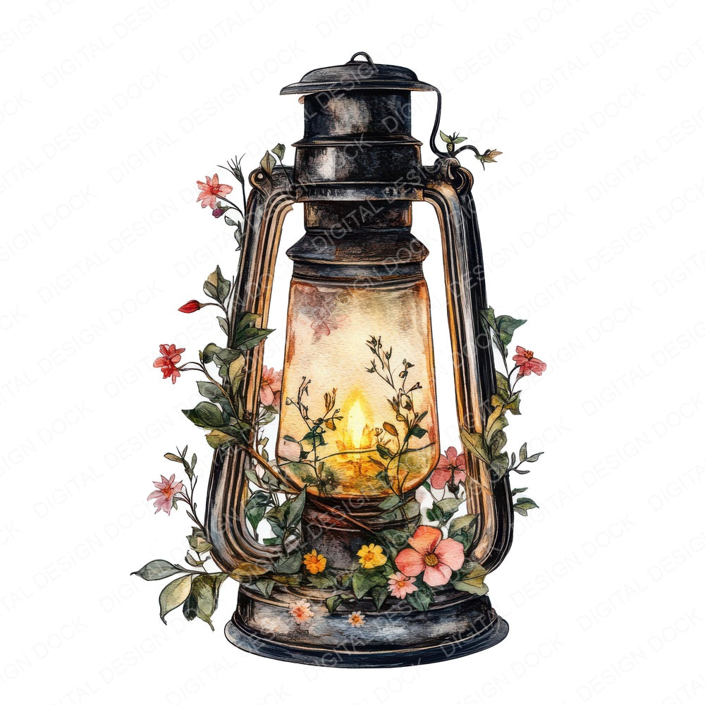 Lantern Wrapped in Florals fussy cut sheet in US Letter format showing all 12 designs on one printable page