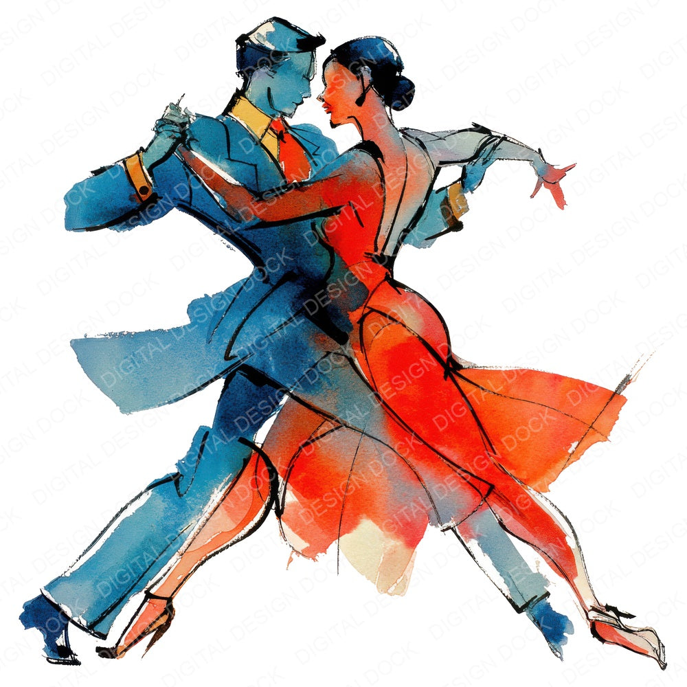 Latin Partner Dancers fussy cut sheet in A4 format showing all 12 designs on one printable page