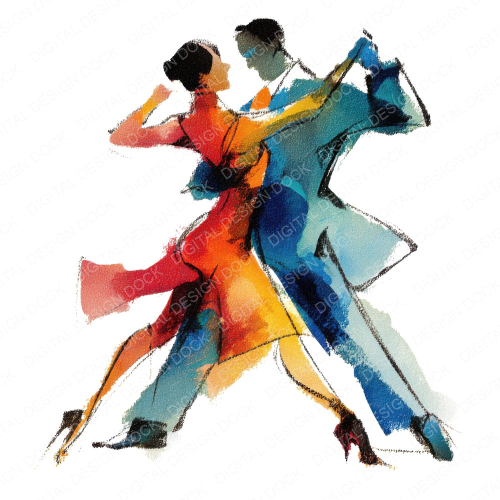 Latin Partner Dancers fussy cut sheet in US Letter format showing all 12 designs on one printable page