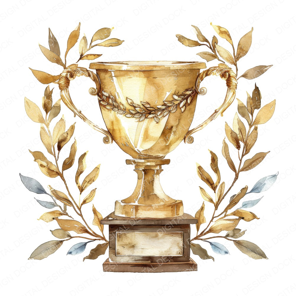 Laurel Wreath Gold Trophy fussy cut sheet in A4 format showing all 12 designs on one printable page