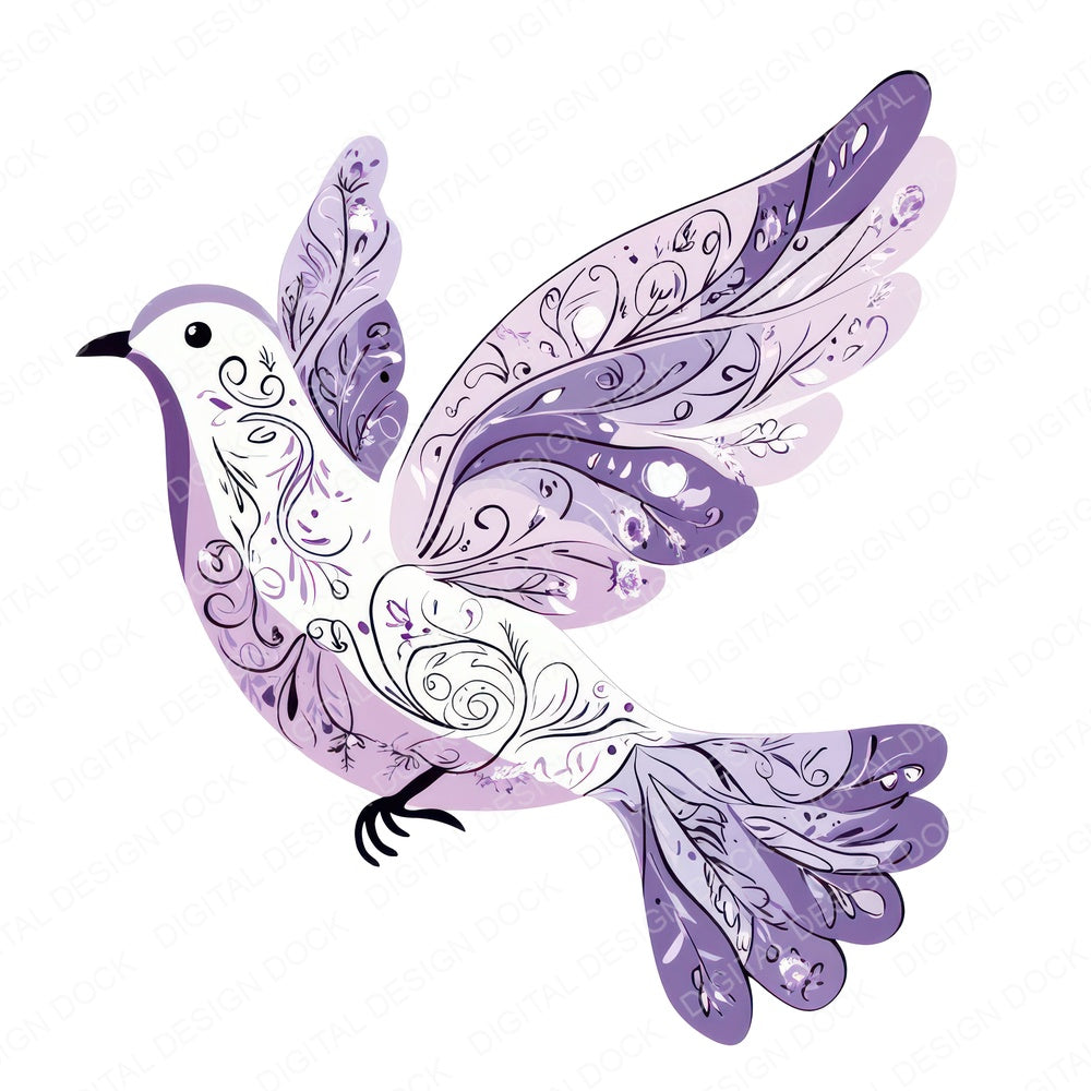 Lavender Dove Swirl fussy cut sheet in US Letter format showing all 12 designs on one printable page