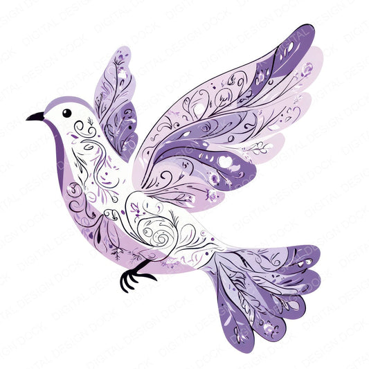 Lavender Dove Swirl fussy cut sheet in US Letter format showing all 12 designs on one printable page