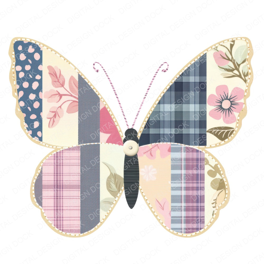 Layered Fabric Butterfly fussy cut sheet in A4 format showing all 12 designs on one printable page