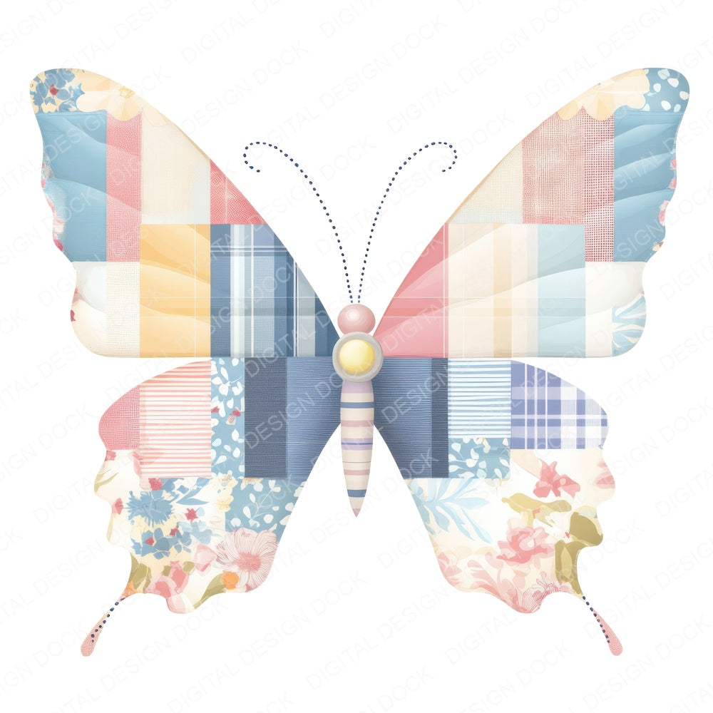 Layered Fabric Butterfly fussy cut sheet in US Letter format showing all 12 designs on one printable page