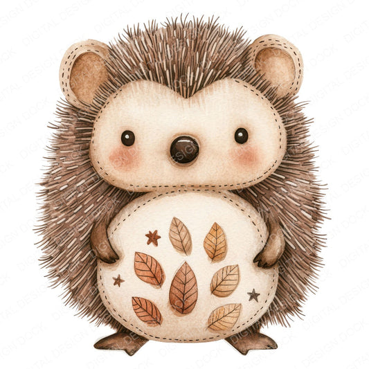Layered Fabric Hedgehog fussy cut sheet in A4 format showing all 12 designs on one printable page