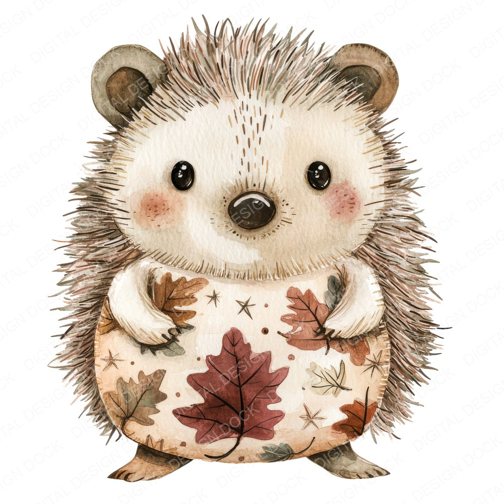 Layered Fabric Hedgehog fussy cut sheet in US Letter format showing all 12 designs on one printable page