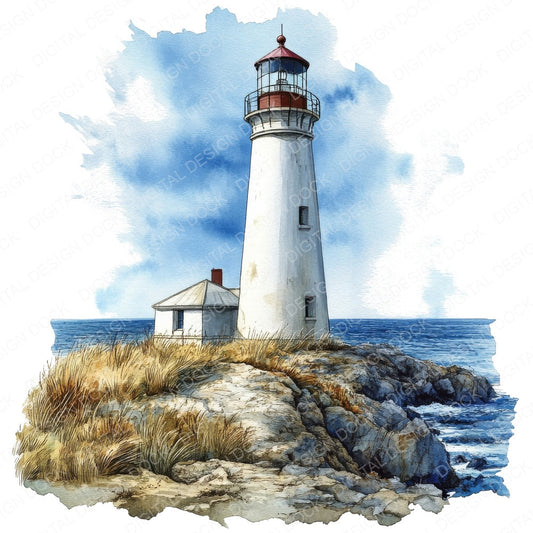 Lighthouse Beautiful Day fussy cut sheet in US Letter format showing all 12 designs on one printable page