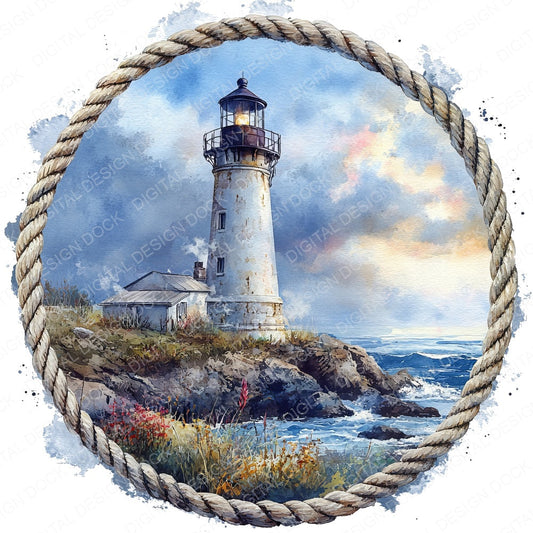 Lighthouse Rope Design fussy cut sheet in A4 format showing all 12 designs on one printable page