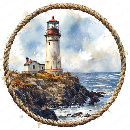 Lighthouse Rope Design fussy cut sheet in US Letter format showing all 12 designs on one printable page