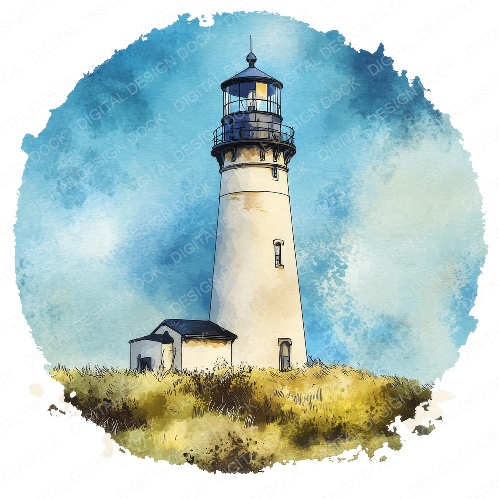 Lighthouse Round Design fussy cut sheet in A4 format showing all 12 designs on one printable page