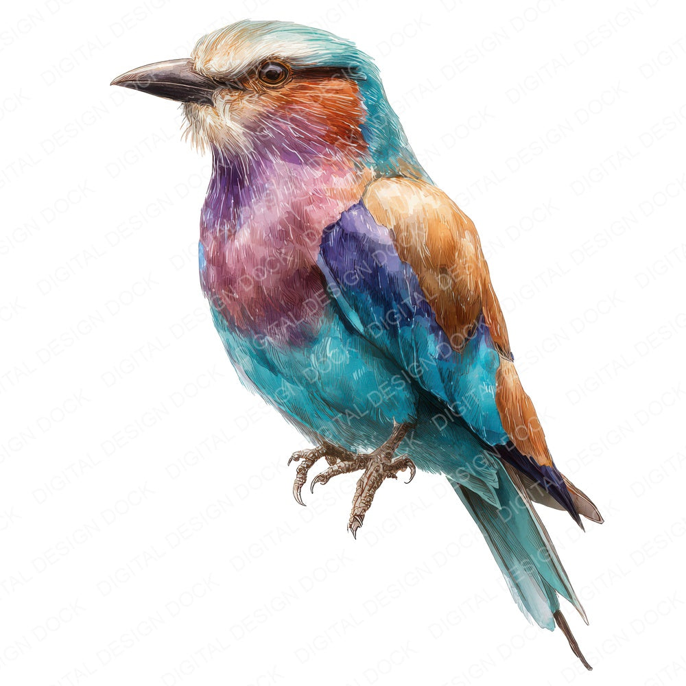 Lilac Breasted Roller Exotic Bird Clipart Set (DDD008216)