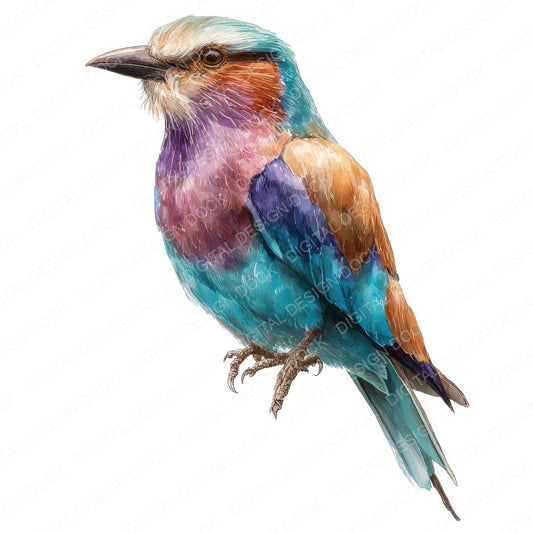 Lilac Breasted Roller Exotic Bird Clipart Set (DDD008216)