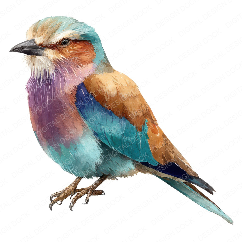Lilac Breasted Roller Exotic Bird Clipart Set (DDD008216)