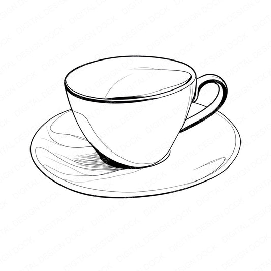 Line Art Coffee Cup Clipart Set (DDD014474)