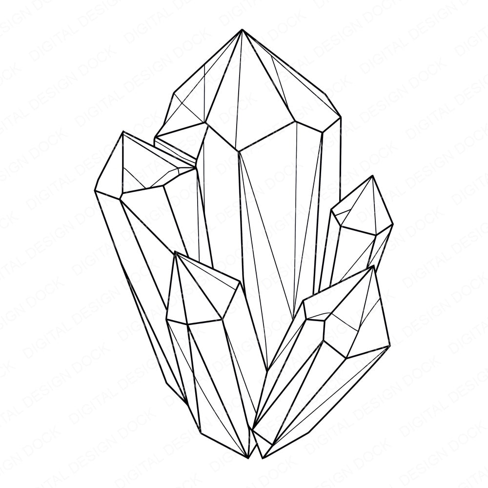 Line Art Crystal Clipart Set (DDD014475)