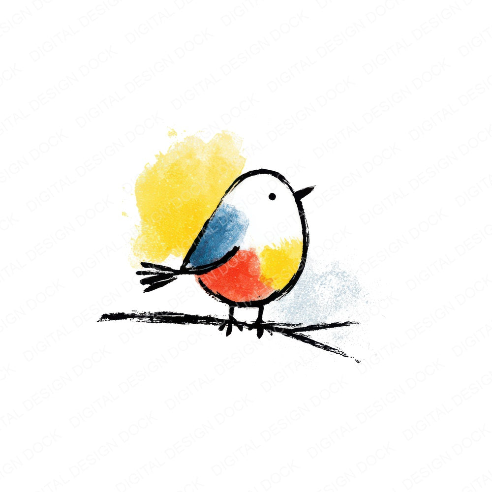 Little Bird Illustration fussy cut sheet in A4 format showing all 12 designs on one printable page