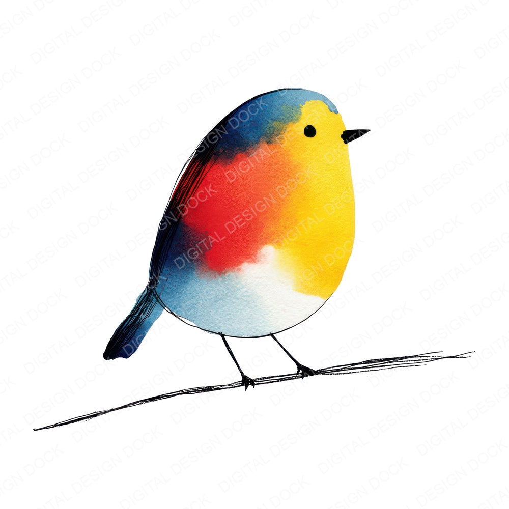 Little Bird Illustration fussy cut sheet in US Letter format showing all 12 designs on one printable page