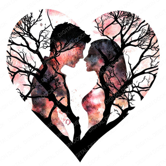 Love Couple Tree fussy cut sheet in A4 format showing all 12 designs on one printable page