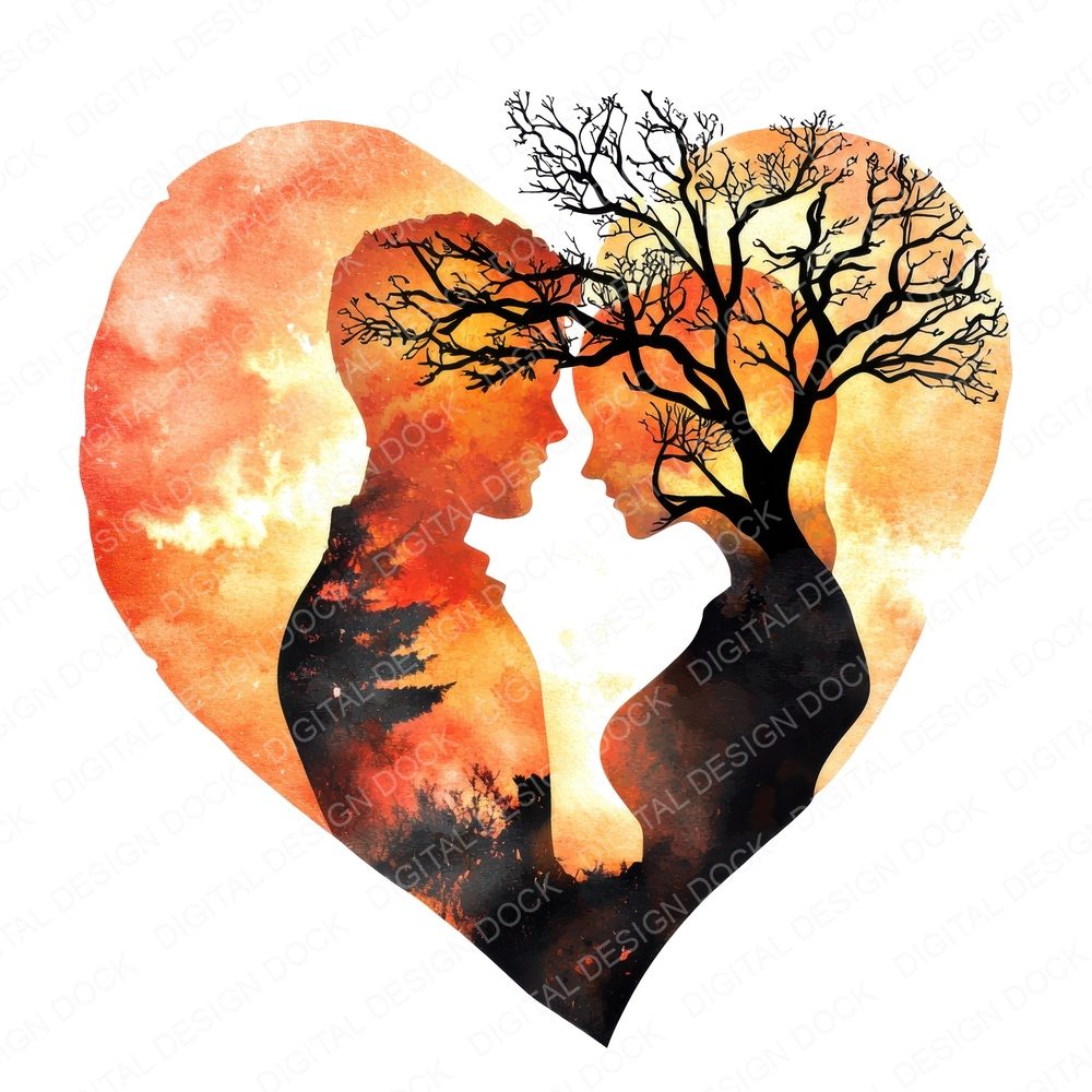 Love Couple Tree Clipart Set (DDD005982)