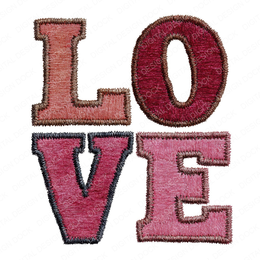 Love Fabric Letters fussy cut sheet in A4 format showing all 12 designs on one printable page
