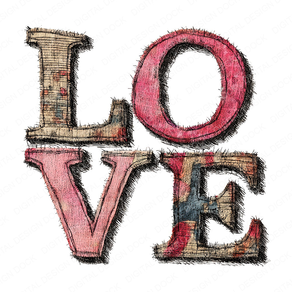 Love Fabric Letters fussy cut sheet in US Letter format showing all 12 designs on one printable page