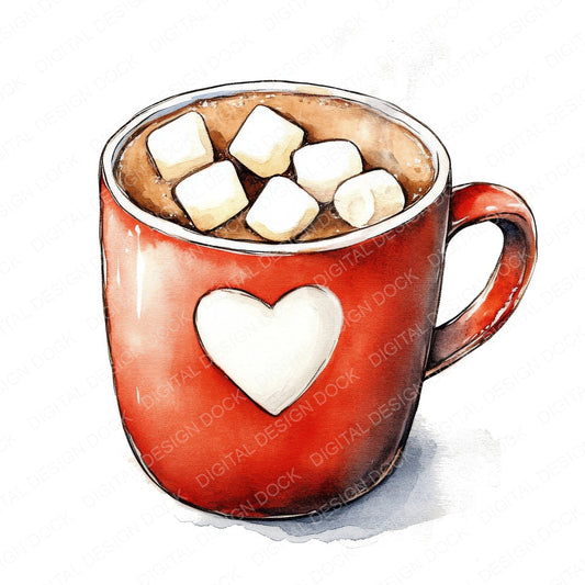 Love Hot Chocolate Mug fussy cut sheet in A4 format showing all 12 designs on one printable page