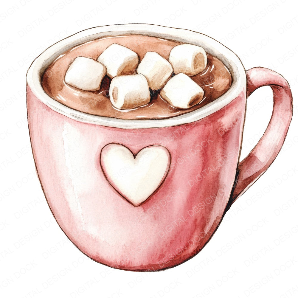 Love Hot Chocolate Mug fussy cut sheet in US Letter format showing all 12 designs on one printable page