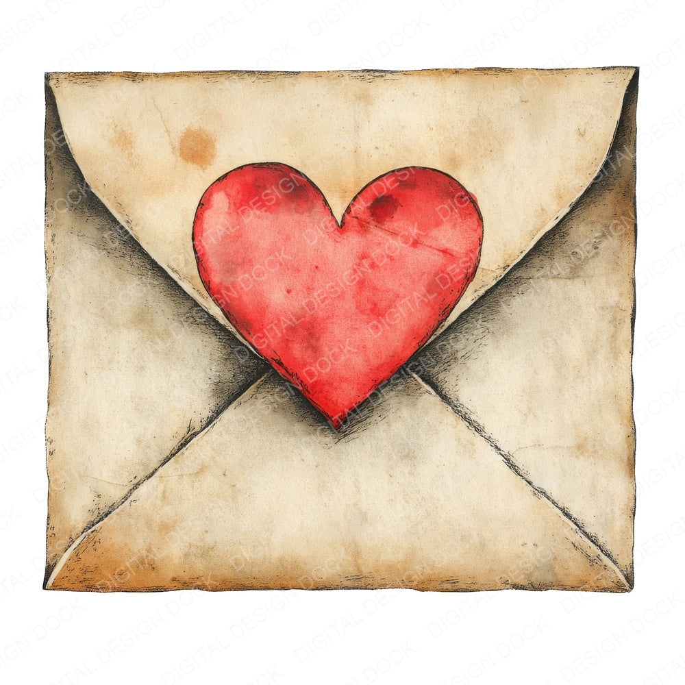 Love Letter Envelope fussy cut sheet in US Letter format showing all 12 designs on one printable page
