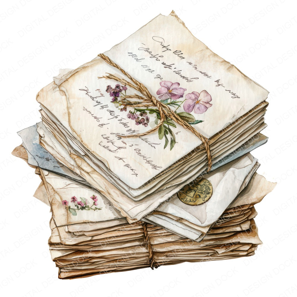 Love Letters with Flowers fussy cut sheet in A4 format showing all 12 designs on one printable page