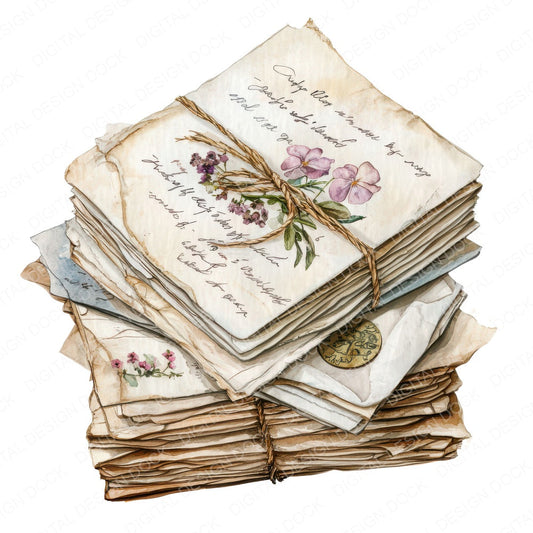 Love Letters with Flowers fussy cut sheet in A4 format showing all 12 designs on one printable page