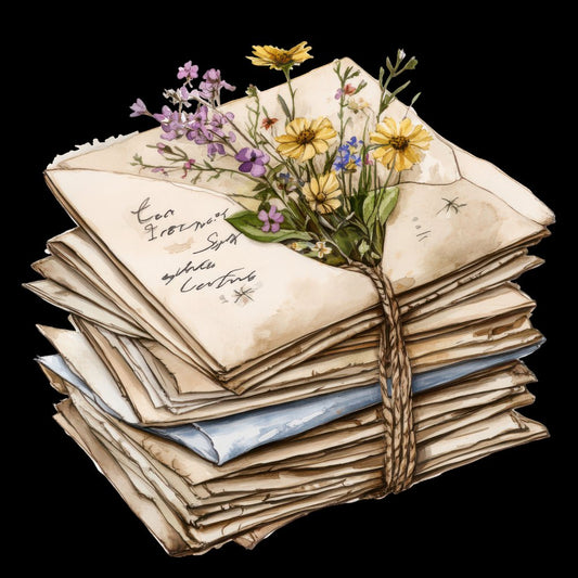 Love Letters with Pressed Flowers Clipart Set (DDD005990)