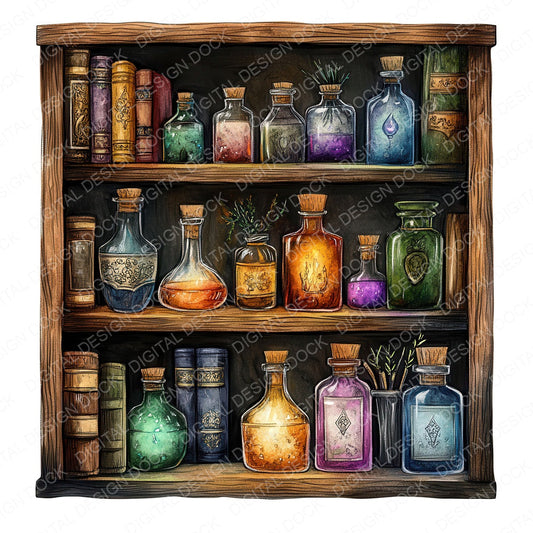 Magic Bookshelf fussy cut sheet in A4 format showing all 12 designs on one printable page